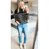 imageZESICA Womens Fall Fashion Turtleneck Long Sleeve Striped Ribbed Knit Loose Pullover Sweater TopsBlack