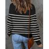 imageZESICA Womens Fall Fashion Turtleneck Long Sleeve Striped Ribbed Knit Loose Pullover Sweater TopsBlack
