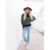 imageZESICA Womens Fall Fashion Turtleneck Long Sleeve Striped Ribbed Knit Loose Pullover Sweater TopsBlack