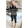 imageZESICA Womens Fall Fashion Turtleneck Long Sleeve Striped Ribbed Knit Loose Pullover Sweater TopsBlack