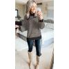 imageZESICA Womens Fall Fashion Turtleneck Long Sleeve Striped Ribbed Knit Loose Pullover Sweater TopsBrownstripe