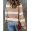 imageZESICA Womens Fall Fashion Turtleneck Long Sleeve Striped Ribbed Knit Loose Pullover Sweater TopsCamel