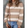 imageZESICA Womens Fall Fashion Turtleneck Long Sleeve Striped Ribbed Knit Loose Pullover Sweater TopsCamel