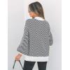 imageZESICA Womens Fall Fashion Turtleneck Long Sleeve Striped Ribbed Knit Loose Pullover Sweater TopsCarbon