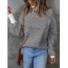 imageZESICA Womens Fall Fashion Turtleneck Long Sleeve Striped Ribbed Knit Loose Pullover Sweater TopsCarbon