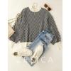 imageZESICA Womens Fall Fashion Turtleneck Long Sleeve Striped Ribbed Knit Loose Pullover Sweater TopsCarbon