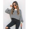 imageZESICA Womens Fall Fashion Turtleneck Long Sleeve Striped Ribbed Knit Loose Pullover Sweater TopsCarbon