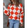 imageZESICA Womens Fall Fashion Turtleneck Long Sleeve Striped Ribbed Knit Loose Pullover Sweater TopsCoral