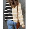 imageZESICA Womens Fall Fashion Turtleneck Long Sleeve Striped Ribbed Knit Loose Pullover Sweater TopsCream