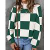 imageZESICA Womens Fall Fashion Turtleneck Long Sleeve Striped Ribbed Knit Loose Pullover Sweater TopsDarkgreenplaid