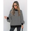 imageZESICA Womens Fall Fashion Turtleneck Long Sleeve Striped Ribbed Knit Loose Pullover Sweater TopsDim