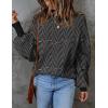imageZESICA Womens Fall Fashion Turtleneck Long Sleeve Striped Ribbed Knit Loose Pullover Sweater TopsDim