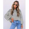 imageZESICA Womens Fall Fashion Turtleneck Long Sleeve Striped Ribbed Knit Loose Pullover Sweater TopsGrey