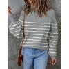imageZESICA Womens Fall Fashion Turtleneck Long Sleeve Striped Ribbed Knit Loose Pullover Sweater TopsGrey