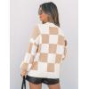 imageZESICA Womens Fall Fashion Turtleneck Long Sleeve Striped Ribbed Knit Loose Pullover Sweater TopsKhakiplaid