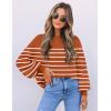 imageZESICA Womens Fall Fashion Turtleneck Long Sleeve Striped Ribbed Knit Loose Pullover Sweater TopsMaple