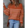 imageZESICA Womens Fall Fashion Turtleneck Long Sleeve Striped Ribbed Knit Loose Pullover Sweater TopsMaple