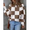 imageZESICA Womens Fall Fashion Turtleneck Long Sleeve Striped Ribbed Knit Loose Pullover Sweater TopsMocha