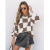 imageZESICA Womens Fall Fashion Turtleneck Long Sleeve Striped Ribbed Knit Loose Pullover Sweater TopsMocha