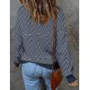 imageZESICA Womens Fall Fashion Turtleneck Long Sleeve Striped Ribbed Knit Loose Pullover Sweater TopsNavystripe