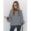 imageZESICA Womens Fall Fashion Turtleneck Long Sleeve Striped Ribbed Knit Loose Pullover Sweater TopsNavystripe