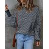 imageZESICA Womens Fall Fashion Turtleneck Long Sleeve Striped Ribbed Knit Loose Pullover Sweater TopsNavystripe