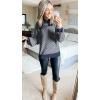 imageZESICA Womens Fall Fashion Turtleneck Long Sleeve Striped Ribbed Knit Loose Pullover Sweater TopsNavystripe