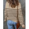 imageZESICA Womens Fall Fashion Turtleneck Long Sleeve Striped Ribbed Knit Loose Pullover Sweater TopsOatmeal