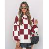 imageZESICA Womens Fall Fashion Turtleneck Long Sleeve Striped Ribbed Knit Loose Pullover Sweater TopsPlumplaid