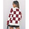 imageZESICA Womens Fall Fashion Turtleneck Long Sleeve Striped Ribbed Knit Loose Pullover Sweater TopsPlumplaid