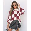 imageZESICA Womens Fall Fashion Turtleneck Long Sleeve Striped Ribbed Knit Loose Pullover Sweater TopsPlumplaid