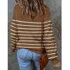 imageZESICA Womens Fall Fashion Turtleneck Long Sleeve Striped Ribbed Knit Loose Pullover Sweater TopsTan