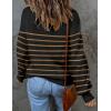 imageZESICA Womens Fall Fashion Turtleneck Long Sleeve Striped Ribbed Knit Loose Pullover Sweater TopsTaupe