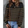 imageZESICA Womens Fall Fashion Turtleneck Long Sleeve Striped Ribbed Knit Loose Pullover Sweater TopsTaupe
