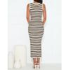 imageZESICA Womens Summer Square Neck Bodycon Midi Dresses 2025 Casual Sleeveless Ribbed Knit Striped Beach Vacation Long DressApricot