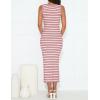 imageZESICA Womens Summer Square Neck Bodycon Midi Dresses 2025 Casual Sleeveless Ribbed Knit Striped Beach Vacation Long DressPink