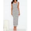 imageZESICA Womens Summer Square Neck Bodycon Midi Dresses 2025 Casual Sleeveless Ribbed Knit Striped Beach Vacation Long DressWhite