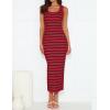 imageZESICA Womens Summer Square Neck Bodycon Midi Dresses 2025 Casual Sleeveless Ribbed Knit Striped Beach Vacation Long DressWine