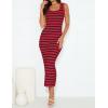 imageZESICA Womens Summer Square Neck Bodycon Midi Dresses 2025 Casual Sleeveless Ribbed Knit Striped Beach Vacation Long DressWine