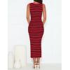 imageZESICA Womens Summer Square Neck Bodycon Midi Dresses 2025 Casual Sleeveless Ribbed Knit Striped Beach Vacation Long DressWine