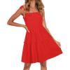 imageZESICA Womens 2025 Summer Spaghetti Strap Sleeveless Square Neck Ruffle A Line Swing Mini DressFirered