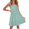imageZESICA Womens 2025 Summer Spaghetti Strap Sleeveless Square Neck Ruffle A Line Swing Mini DressLightgreen