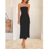 imageZESICA Womens 2025 Summer Boho Floral Strapless Bodycon Dress Off Shoulder Tube Beach Party Long Midi DressesBlack