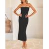 imageZESICA Womens 2025 Summer Boho Floral Strapless Bodycon Dress Off Shoulder Tube Beach Party Long Midi DressesBlack