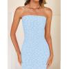 imageZESICA Womens 2025 Summer Boho Floral Strapless Bodycon Dress Off Shoulder Tube Beach Party Long Midi DressesBlue