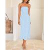 imageZESICA Womens 2025 Summer Boho Floral Strapless Bodycon Dress Off Shoulder Tube Beach Party Long Midi DressesBlue