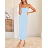 imageZESICA Womens 2025 Summer Boho Floral Strapless Bodycon Dress Off Shoulder Tube Beach Party Long Midi DressesBlue