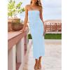 imageZESICA Womens 2025 Summer Boho Floral Strapless Bodycon Dress Off Shoulder Tube Beach Party Long Midi DressesBlue