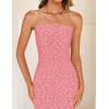 imageZESICA Womens 2025 Summer Boho Floral Strapless Bodycon Dress Off Shoulder Tube Beach Party Long Midi DressesDusty Pink