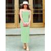 imageZESICA Womens 2025 Summer Boho Floral Strapless Bodycon Dress Off Shoulder Tube Beach Party Long Midi DressesGreen